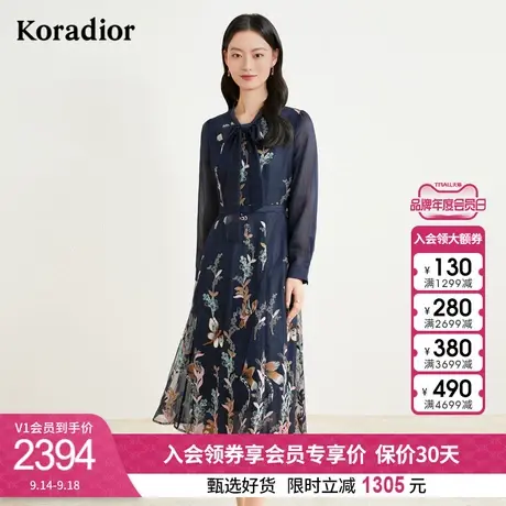 珂莱蒂尔秋冬新款重工刺绣连衣裙女长袖中长款复古优雅礼服裙子图片