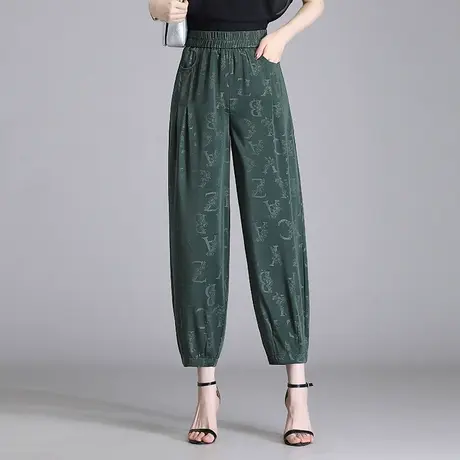 字母印花哈伦裤女夏季松紧腰宽松灯笼裤2023新款小个子九分休闲裤商品大图