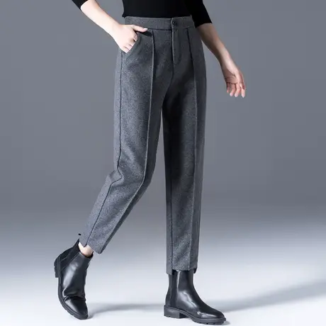 灰色毛呢裤子女秋冬2023新款冬季羊毛女裤烟管西装裤九分裤哈伦裤商品大图