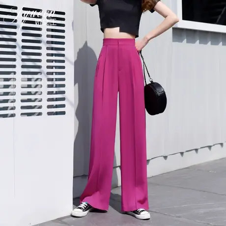 垂感高腰阔腿裤长裤女秋季厚款休闲洋气拖地裤子坠感直筒裤西装裤商品大图