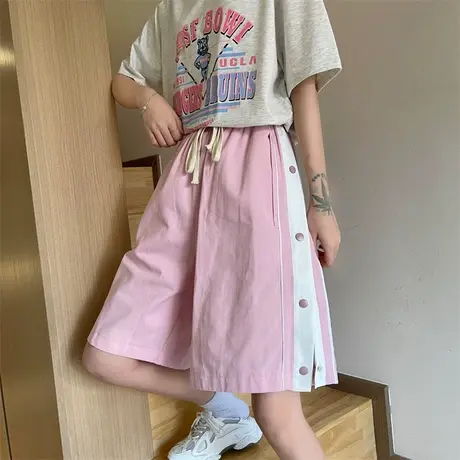 纯棉短裤女夏季薄款宽松直筒休闲裤显瘦高腰五分阔腿运动裤潮ins商品大图