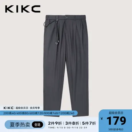 kikc休闲裤男2023春夏新款商场同款商务百搭垂感弹力灰色直筒裤子商品大图