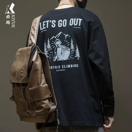 秋冬新款卫衣男士长袖T恤男款高端大码休闲男装加绒加厚打底衫男图片