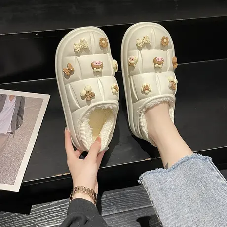 棉拖鞋女士冬季可外穿包跟室内家居防滑防水厚底保暖产后月子棉鞋商品大图