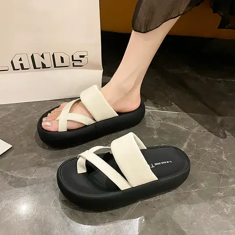夹脚套趾拖鞋女夏季外穿2024新款小众高级感配裙子法式小凉拖厚底图片