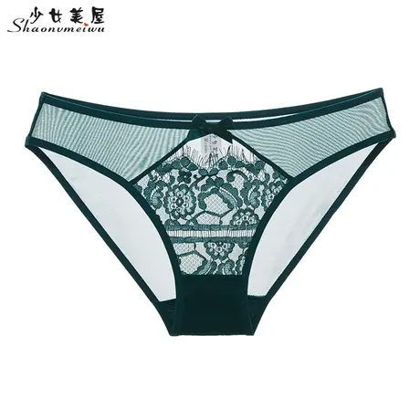 少女美屋性感蕾丝内裤女少女无痕火辣网纱透明镂空低腰纯棉裆女士图片