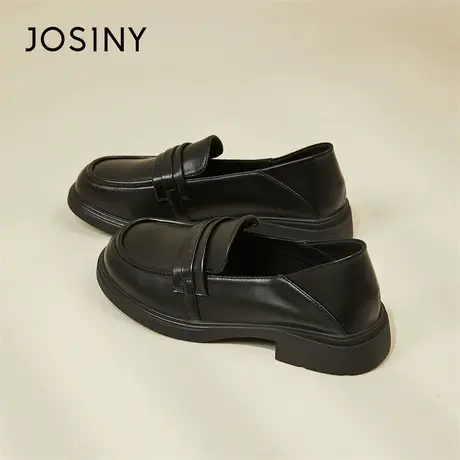 Josiny/卓诗尼厚底乐福鞋女2024新款春季爆款粗跟软皮英伦风单鞋商品大图