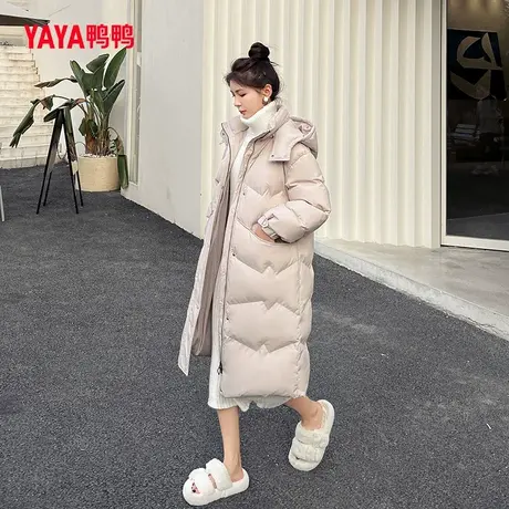 鸭鸭羽绒服女2023年秋冬新款长款韩版连帽时尚百搭保暖外套S图片