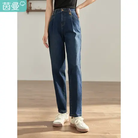 【商场同款】茵曼2023春女装新款田园弹力中高腰绣花宽松萝卜裤图片