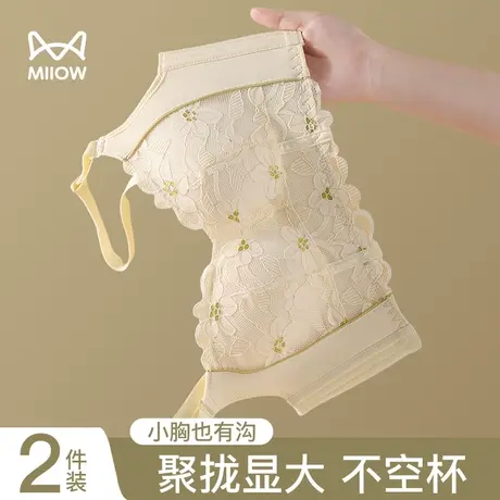 猫人内衣女小胸聚拢显大文胸收副乳防下垂调整型蕾丝乳胶薄款胸罩商品大图