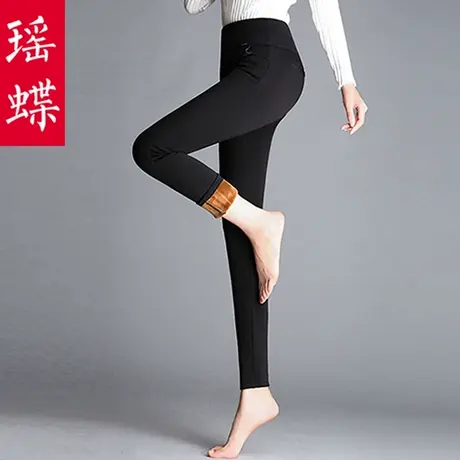 大码女装加绒打底裤女保暖外穿2023新款高腰秋冬加厚百搭小脚裤子图片