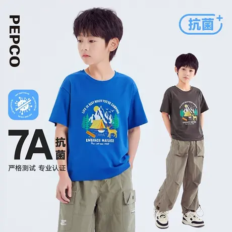 小猪班纳童装2025夏装新款儿童短袖T恤中大童男童圆领上衣男孩潮图片