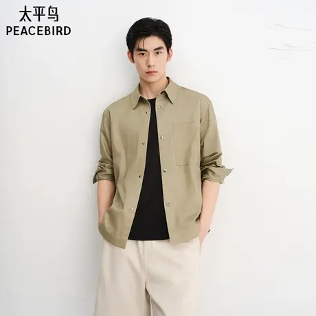 【商场同款】太平鸟男装衬衫25秋季新款阔版外穿衬衣 B1CHF3126图片