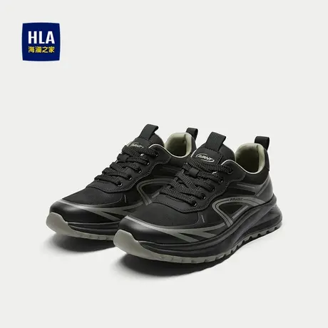 HLA/海澜之家抽绳系带休闲鞋2025新款字母印花圆头透气休闲鞋子男商品大图