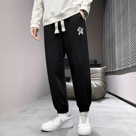 束脚卫裤男春秋季宽松阔腿运动裤青少年潮牌宇航员印花休闲长裤子商品大图