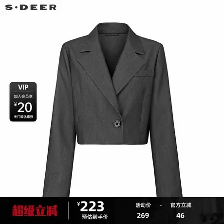 sdeer圣迪奥女装秋OL风西装领单排扣西装外套S24182212图片