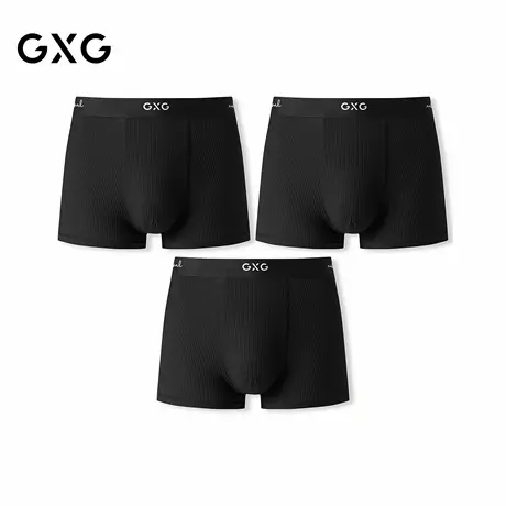 GXG男士内裤【单条装】黑色坑条肌理莫代尔内裤男抑菌透气平角裤商品大图