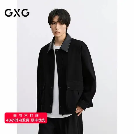 GXG男装 巴恩风斜纹工装行政皮夹克时尚休闲外套  2025秋季新品图片