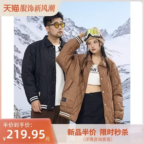 黑劲大码棉衣外套男士冬季新款胖子潮流宽松加肥加大胖子翻领棉服商品大图