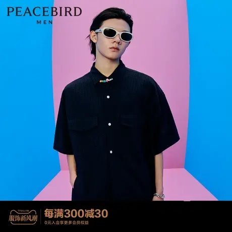 太平鸟男装2022夏季新款外穿式短袖衬衫B2CJC2602图片