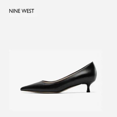 Nine West/玖熙真皮气质尖头单鞋2024年春季新款浅口低跟高跟鞋女商品大图