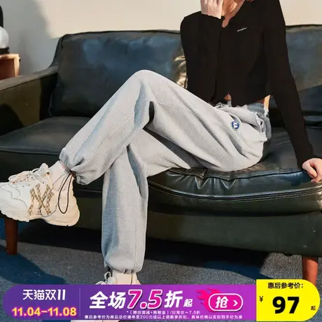 唐狮春秋新款运动裤女宽松直筒高腰阔腿时尚潮流卫裤灰休闲裤子图片