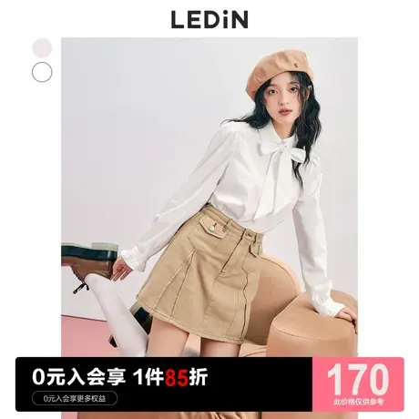 乐町气质领结衬衫2023春季新款甜美白色上衣女宽松设计感小众图片