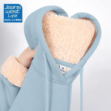 真维斯LIFE加绒加厚卫衣女秋冬款2023新款爆款羊羔绒外套女秋冬款商品大图