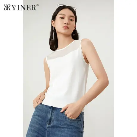 YINER音儿女装夏季新款圆领无袖毛针织衫商品大图