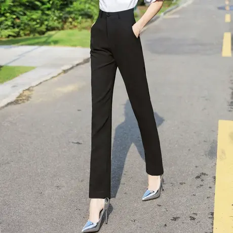 雀后小脚九分裤女职业2023春装新款西装裤正装高腰烟管裤工作西裤商品大图