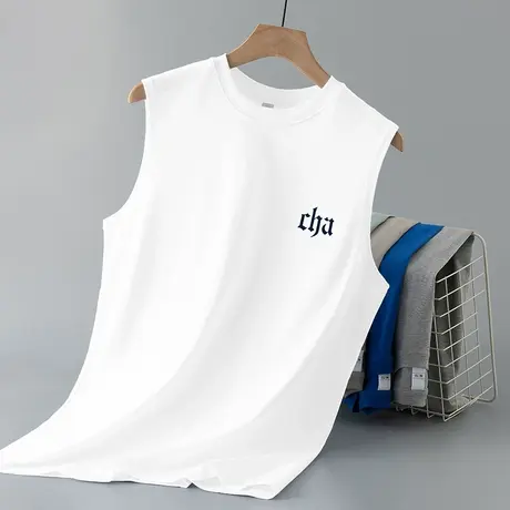 230g重磅白色背心男士纯棉无袖t恤夏季外穿跨栏篮球健身运动坎肩商品大图