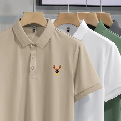 短袖t恤男装2023新款polo衫翻领保罗潮牌夏季上衣服冰丝凉感半袖商品大图