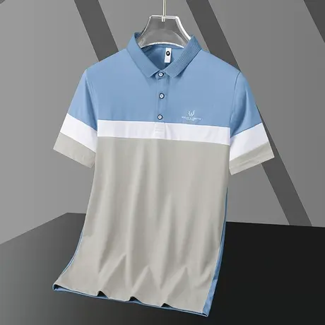 夏季冰丝polo衫男士短袖翻领t恤2025新款保罗上衣服潮牌带领体恤图片