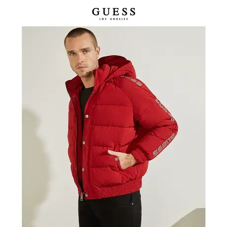【38上新季】GUESS  男士纯色连帽立领时尚棉衣商品大图