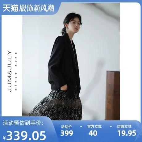 嘉茱莉2023秋季新款黑色西装外套女薄款小西服上衣高级感一粒扣图片