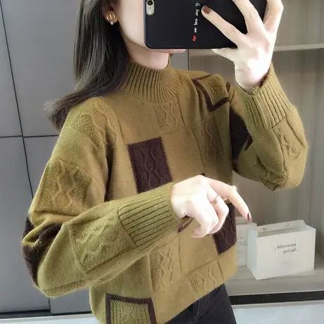 半高领毛衣女士秋冬款2025新款宽松打底衫加厚针织衫外穿洋气上衣图片