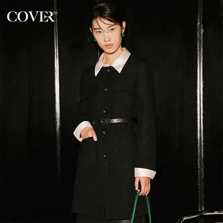 COVER秋季亮丝中长款香风羽绒服商品大图