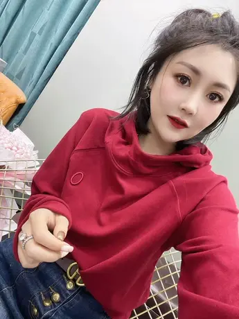 欧洲站2023秋季新款磨毛加厚彩色连帽t恤卫衣女时尚洋气长袖上衣商品大图