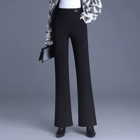 时尚气质微喇裤黑色厚款休闲裤高腰显瘦长裤女秋冬季2023新款裤子商品大图