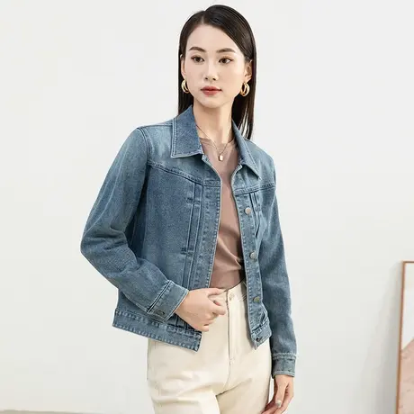 工装牛仔外套女2023新款春秋休闲女装秋季服装显瘦百搭长袖牛仔衣图片