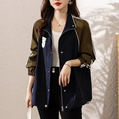 胖妈妈棒球服外套女春秋新款宽松加大码女装休闲减龄百搭夹克上衣商品大图