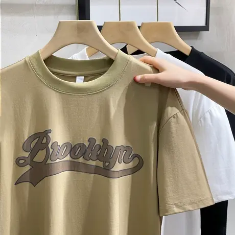 美式休闲重磅口袋t恤男夏季复古棉质短袖打底衫圆领宽松印花半袖商品大图