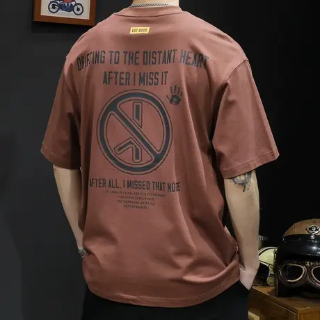 美式短袖t恤男印花宽松潮牌大码男装2024新款男士重磅体恤夏季棉商品大图