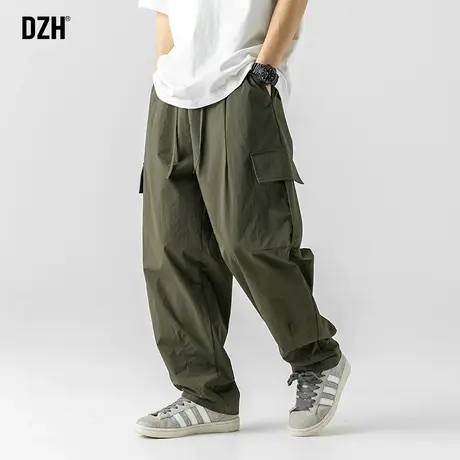 男士军绿色工装裤子男美式高街宽松直筒裤休闲裤2023新款秋季男裤商品大图