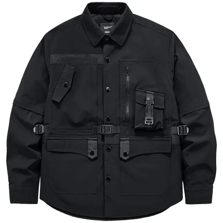 VIP机能风翻领夹克男春秋薄款宽松战术多口袋赛博朋克衬衫外套潮商品大图