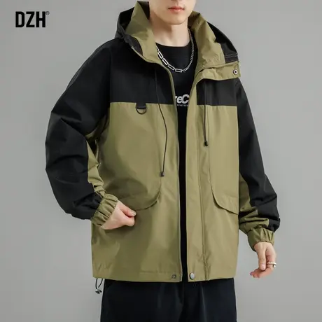 男士登山服冲锋衣连帽风衣外套男2024新款衣服秋季痞帅高级感男装商品大图