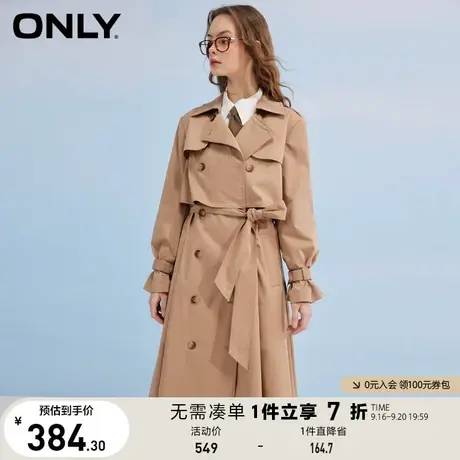 ONLY奥莱夏季时尚通勤风天丝收腰系带中长款风衣女图片