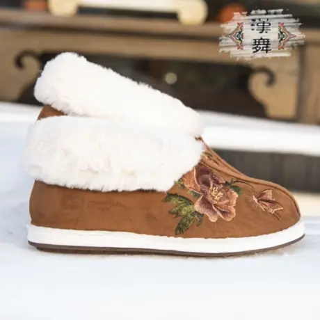 【香妃】中国风布鞋女布鞋平底高帮短筒加厚软底防滑秋冬棉鞋商品大图