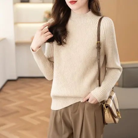 半高领毛衣女秋冬2023年新款内搭宽松外穿针织衫上衣加厚打底衫女图片