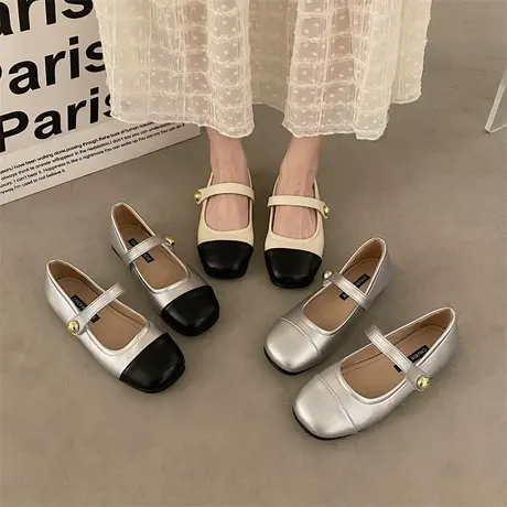 小香风玛丽珍小皮鞋女2024新款春夏法式平底豆豆鞋配裙子乐福单鞋商品大图